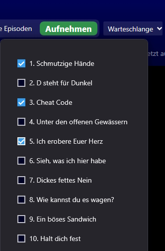 Serienepisoden im Aufnahmeplaner von Audials One wählen